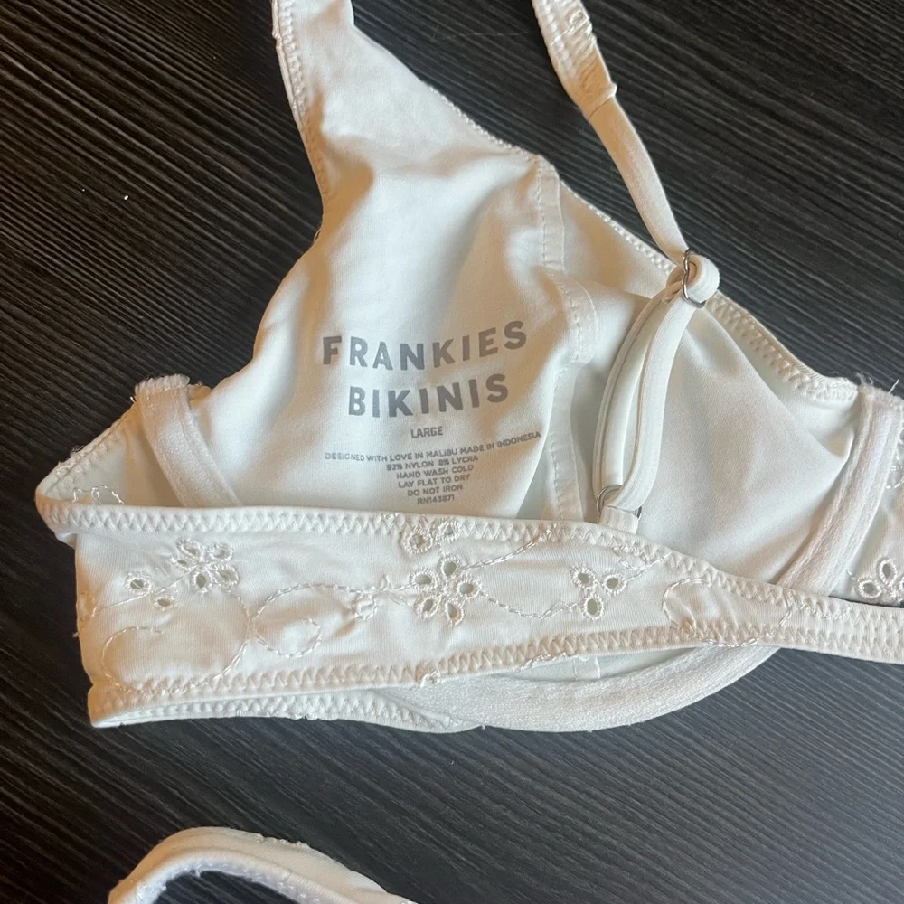 Frankie's Bikinis White Floral Bikini Set
